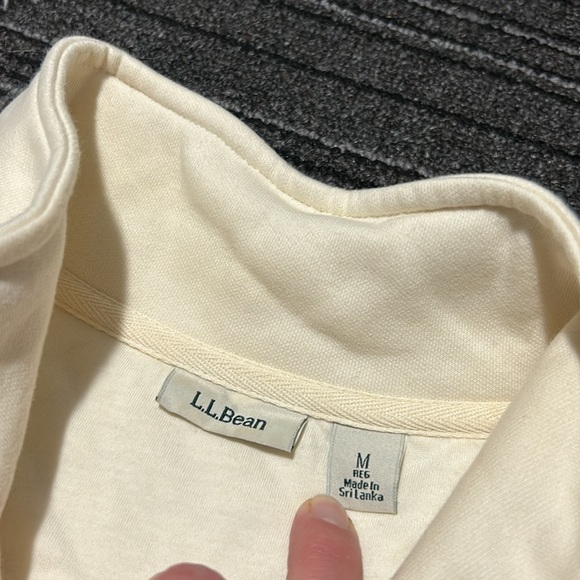 L.L. Bean Quilted Pullover Long Sleeve 1/4 Zip Cream Top Women’s Size Medium - Picture 8 of 16